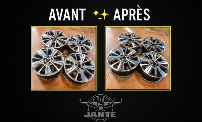 Avant / Après des prestations réalisées au sein de notre atelier de réparation de jante alu, Auxerre, Auto-Store 89