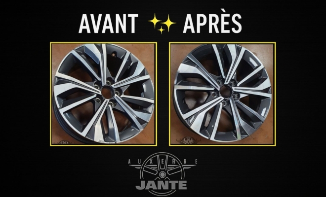 Avant / Après des prestations réalisées au sein de notre atelier de réparation de jante alu, Auxerre, Auto-Store 89