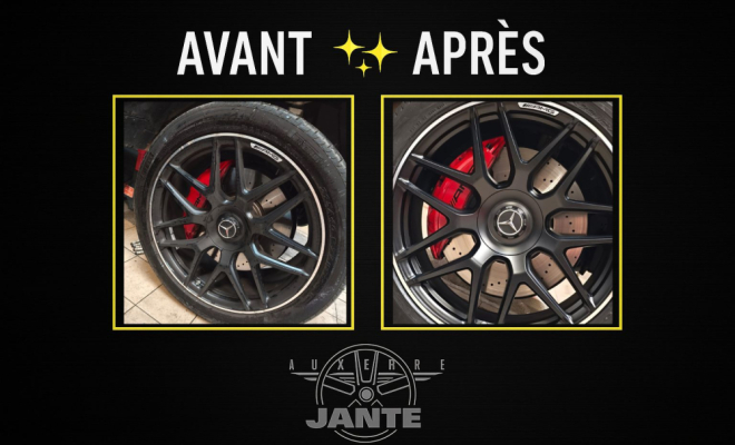 Avant / Après des prestations réalisées au sein de notre atelier de réparation de jante alu, Auxerre, Auto-Store 89